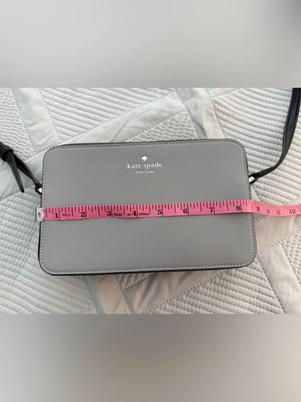 Kate Spade Sienna Leather Crossbody Gray w/Black Strap